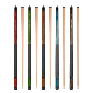 ASKA Set of 5 Pool Cue Sticks 58", Hard Rock Canadian Maple, 13mm Hard Glued On Tip, Mixed Weights and Colors