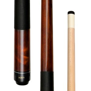 ASKA Brown 42" Short Pool Cue – 13.5 oz, Maple Shaft, 13mm Tip, 5/16x18 Joint, Black Nylon Wrap (LEC42)