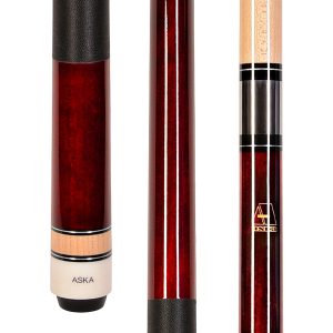 ASKA L2 Red Pool Cue – 58" Canadian Maple, 13mm Leather Tip, Black Nylon Wrap