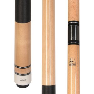 ASKA L2 Natural Maple Pool Cue – 58" Canadian Maple, 13mm Leather Tip, Black Nylon Wrap