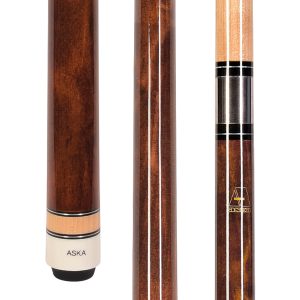 ASKA Brown No Wrap Pool Cue Stick, 58" Hard Rock Canadian Maple, 13mm Hard Tip, 5/16x18 Stainless Steel Joint