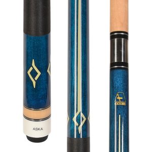 ASKA L7 Blue Pool Cue | 58", Geometric Decal, 13mm Tip, Nylon Wrap