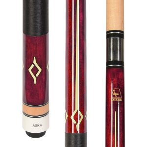 ASKA L7 Red Pool Cue | 58", Geometric Decal, 13mm Tip, Nylon Wrap
