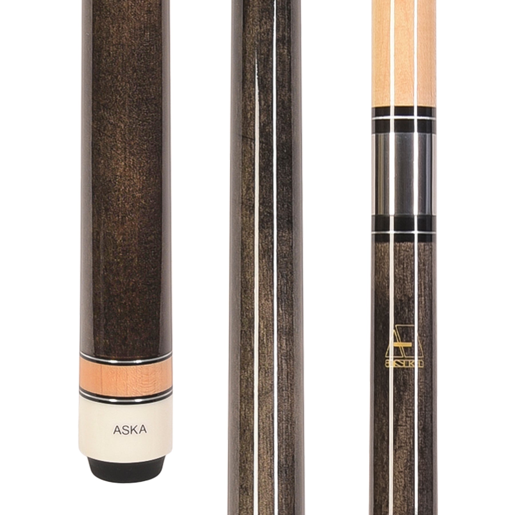 ASKA Smoke No Wrap Pool Cue Stick, 58" Hard Rock Canadian Maple, 13mm Hard Tip, 5/16x18 Stainless Steel Joint