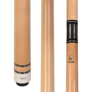 ASKA Natural No Wrap Pool Cue Stick, 58" Hard Rock Canadian Maple, 13mm Hard Tip, 5/16x18 Stainless Steel Joint
