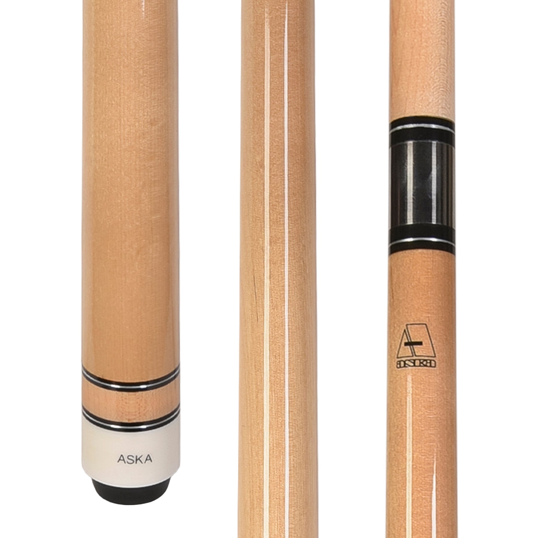 ASKA Natural No Wrap Pool Cue Stick, 58" Hard Rock Canadian Maple, 13mm Hard Tip, 5/16x18 Stainless Steel Joint