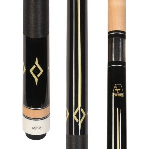 ASKA L7 Black Pool Cue | 58", Geometric Decal, 13mm Tip, Nylon Wrap