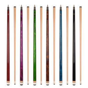 ASKA L3S6 Set of 6 Wrapless Pool Cues - Canadian Maple, Color-Coded Weights (18-21oz)