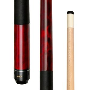 ASKA Red 52" Short Pool Cue – 19 oz, Maple Shaft, 13mm Tip, 5/16x18 Joint, Black Nylon Wrap (LEC52)
