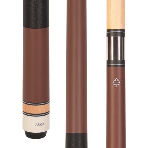 ASKA Matte Brown Pro 58" 2-Piece Pool Cue Stick | Hard Rock Maple, 13mm Leather Tip