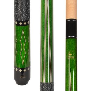 ASKA L22 Green Pool Cue | 58", Decal Design, 13mm Tip, Nylon Wrap