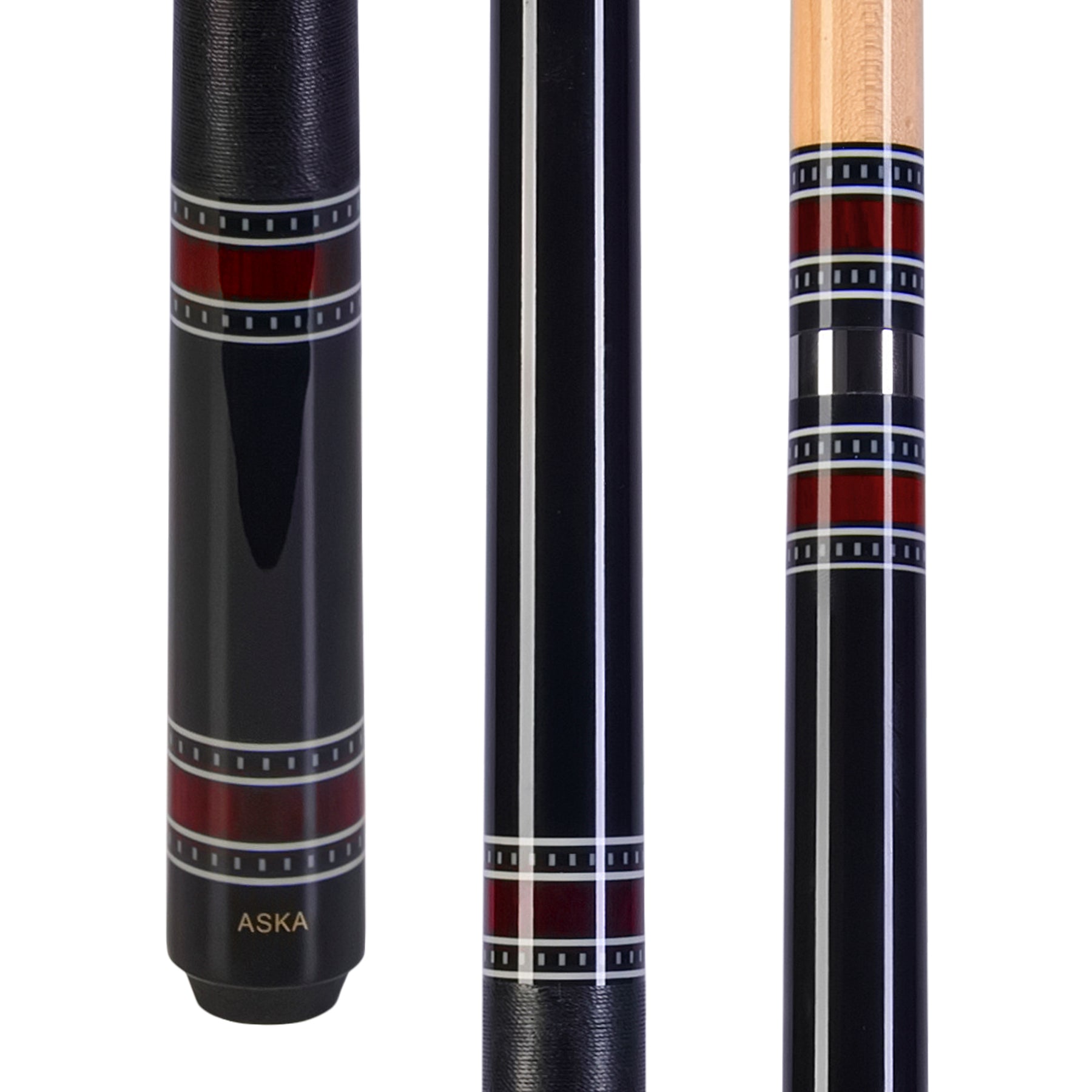 ASKA A1 Pool Cue – Black Stained Birdseye Maple, 12.75mm Tip, Irish Linen Wrap, Quick Release Joint, 58", 18–21 oz