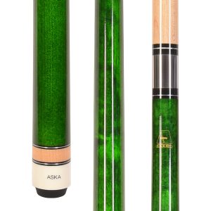 ASKA Green No Wrap Pool Cue Stick, 58" Hard Rock Canadian Maple, 13mm Hard Tip, 5/16x18 Stainless Steel Joint