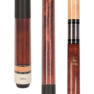 ASKA L2 Mahogany Pool Cue – 58" Canadian Maple, 13mm Leather Tip, Black Nylon Wrap