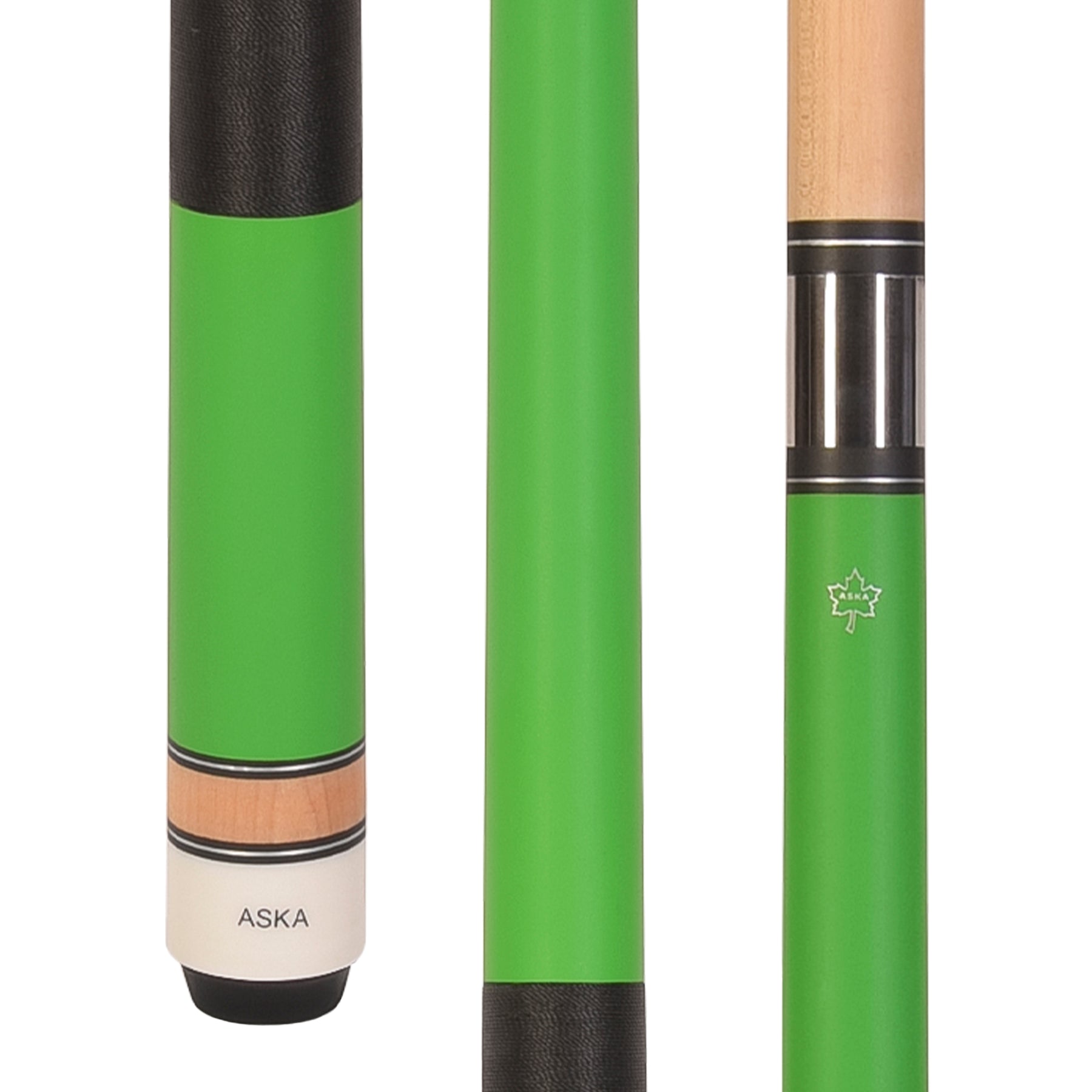 ASKA Matte Green Pro 58-Inch Pool Cue Stick | 2-Piece Hard Rock Maple