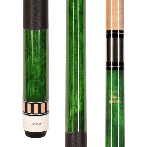ASKA L25 Green Pool Cue | 58", Dashed Maple Ring, 13mm Tip, Nylon Wrap