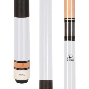 ASKA L2 White Pool Cue – 58" Canadian Maple, 13mm Leather Tip, Black Nylon Wrap