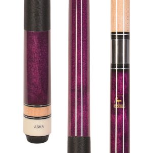 ASKA L2 Purple Pool Cue – 58" Canadian Maple, 13mm Leather Tip, Black Nylon Wrap