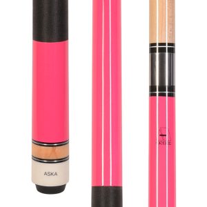 ASKA L2 Pink Pool Cue – 58" Canadian Maple, 13mm Leather Tip, Black Nylon Wrap