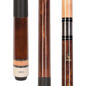 ASKA L2 Brown Pool Cue – 58" Canadian Maple, 13mm Leather Tip, Black Nylon Wrap