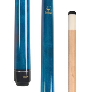 ASKA Blue 36" Short Pool Cue – 12.5 oz, Maple Shaft, 13mm Tip, 5/16x18 Joint, Wrapless (LECN36)