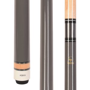 ASKA Grey No Wrap Pool Cue Stick, 58" Hard Rock Canadian Maple, 13mm Hard Tip, 5/16x18 Stainless Steel Joint