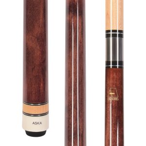 ASKA Mahogany No Wrap Pool Cue Stick, 58" Hard Rock Canadian Maple, 13mm Hard Tip, 5/16x18 Stainless Steel Joint