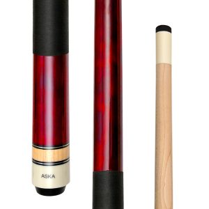 ASKA Red 48" Short Pool Cue – 14 oz, Maple Shaft, 13mm Tip, 5/16x18 Joint, Black Nylon Wrap