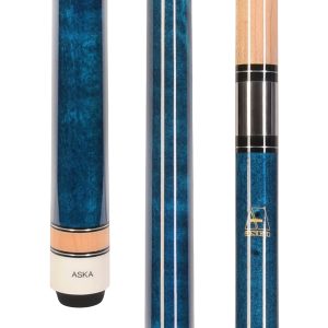 ASKA Blue No Wrap Pool Cue Stick, 58" Hard Rock Canadian Maple, 13mm Hard Tip, 5/16x18 Stainless Steel Joint