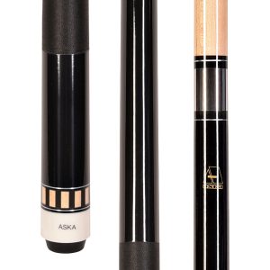 ASKA L25 Black Pool Cue | 58", Dashed Maple Ring, 13mm Tip, Nylon Wrap