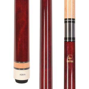 ASKA Red No Wrap Pool Cue Stick, 58" Hard Rock Canadian Maple, 13mm Hard Tip, 5/16x18 Stainless Steel Joint