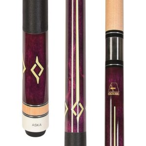 ASKA L7 Purple Pool Cue | 58", Geometric Decal, 13mm Tip, Nylon Wrap