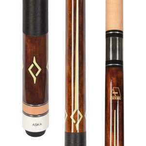 ASKA L7 Brown Pool Cue | 58", Geometric Decal, 13mm Tip, Nylon Wrap