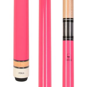 ASKA Pink No Wrap Pool Cue Stick, 58" Hard Rock Canadian Maple, 13mm Hard Tip, 5/16x18 Stainless Steel Joint