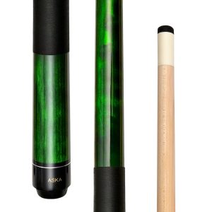 ASKA Green 48" Short Pool Cue – 14 oz, Maple Shaft, 13mm Tip, 5/16x18 Joint, Black Nylon Wrap (LEC48)