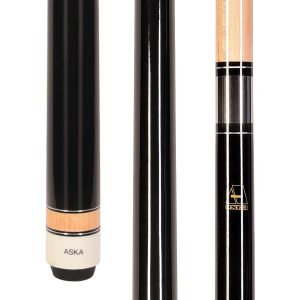 ASKA Black No Wrap Pool Cue Stick, 58" Hard Rock Canadian Maple, 13mm Hard Tip, 5/16x18 Stainless Steel Joint