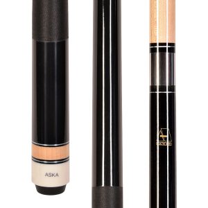 ASKA L2 Black Pool Cue – 58" Canadian Maple, 13mm Leather Tip, Black Nylon Wrap