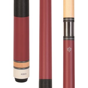 ASKA Matte Red Pro Pool Cue | 58" 2-Piece Hard Rock Maple, 13mm
