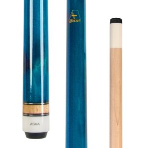ASKA Blue 42" Short Pool Cue – 13.5 oz, Maple Shaft, 13mm Tip, 5/16x18 Joint, Wrapless