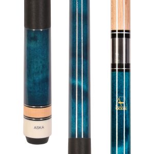 ASKA L2 Blue Pool Cue – 58" Canadian Maple, 13mm Leather Tip, Black Nylon Wrap