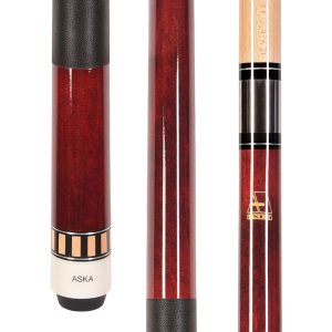 ASKA L25 Red Pool Cue | 58", Dashed Maple Ring, 13mm Tip, Nylon Wrap