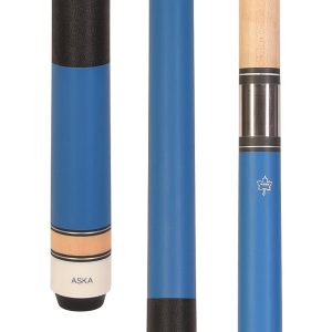 ASKA Matte Blue Pro 58" 2-Piece Pool Cue Stick | Hard Rock Maple, 13mm Leather Tip