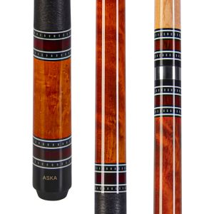 ASKA A1 Pool Cue Stick – Brown Stained Birdseye Maple, 12.75mm Tip, Irish Linen Wrap, Quick Release Joint, 58", 18–21 oz