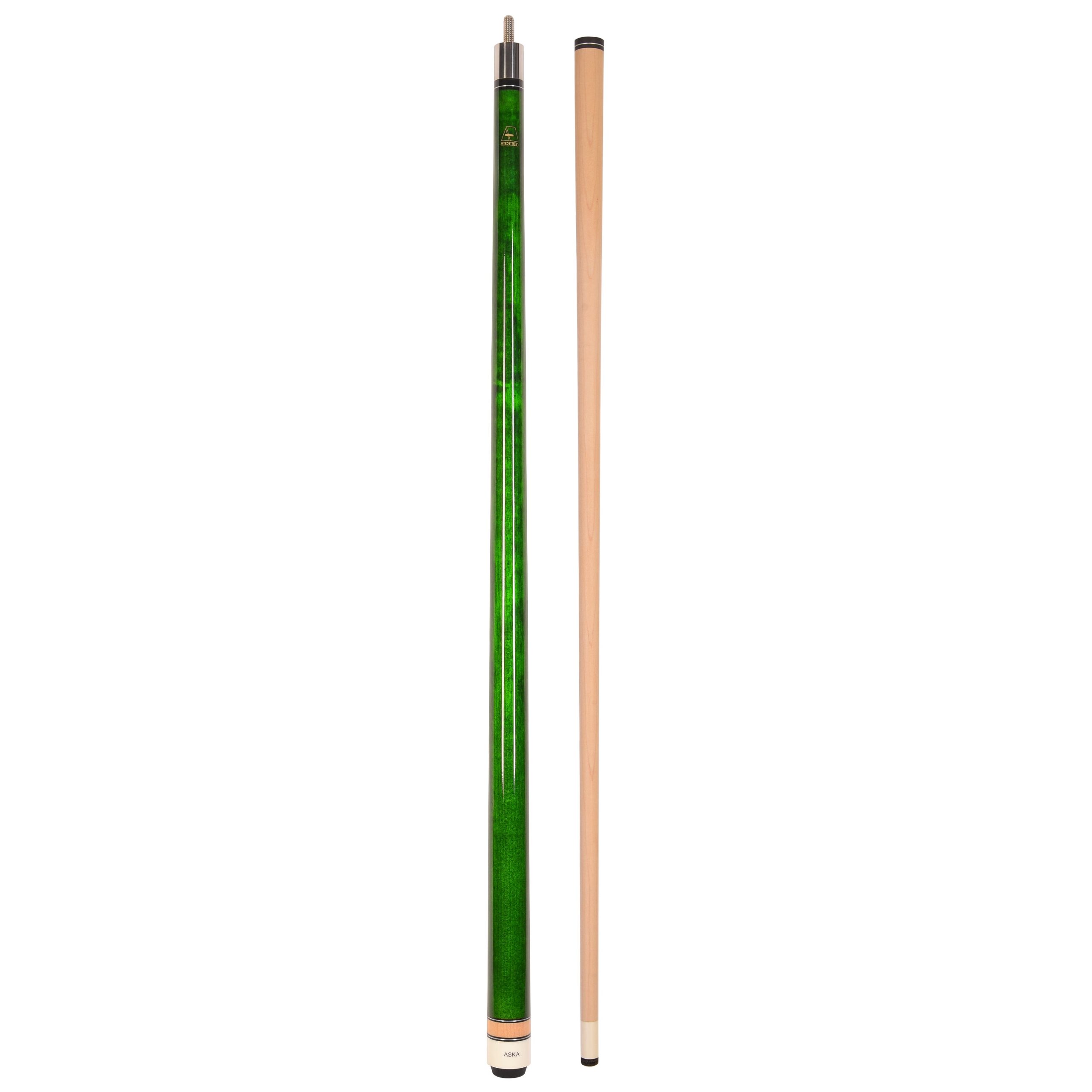 ASKA Green No Wrap Pool Cue Stick, 58" Hard Rock Canadian Maple, 13mm Hard Tip, 5/16x18 Stainless Steel Joint - Image 2