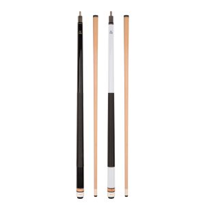 ASKA Set of 2 Pool Cue Sticks, 58" Canadian Maple Billiard Cues, Black 21 oz & White 19 oz, 13mm Tip, 5/16x18 Joint, Nylon Wrap