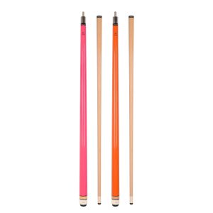 ASKA Set of 2 Pool Cue Sticks, 58" Canadian Maple Billiard Cues, Pink 19 oz & Orange 19 oz, 13mm Tip, 5/16x18 Joint, Wrapless Cue Sticks