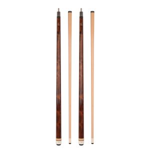 ASKA Set of 2 Pool Cue Sticks, 58" Canadian Maple Billiard Cues, Brown 19 oz, 13mm Tip, 5/16x18 Joint, Wrapless Cue Sticks
