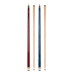 ASKA Set of 2 Pool Cue Sticks, 58" Canadian Maple Billiard Cues, Red 18 oz & Blue 20 oz, 13mm Tip, 5/16x18 Joint, Wrapless Cue Sticks