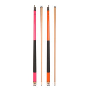 ASKA Set of 2 Pool Cue Sticks, 58" Canadian Maple Billiard Cues, Pink 19 oz & Orange 19 oz, 13mm Tip, 5/16x18 Joint, Nylon Wrap