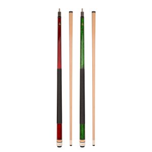 ASKA Set of 2 Pool Cue Sticks, 58" Canadian Maple Billiard Cues, Red 18 oz & Green 19 oz, 13mm Tip, 5/16x18 Joint, Nylon Wrap